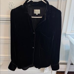 McGuire Velvet Button-Front Blazer Jacket in Black